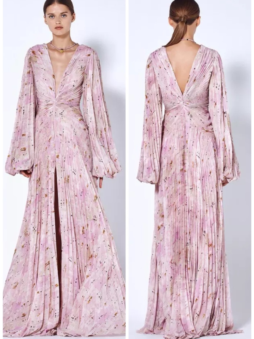 Alexis Elisha Pleated Maxi Dress Gown Rainwater Pink Quartz in SZ M